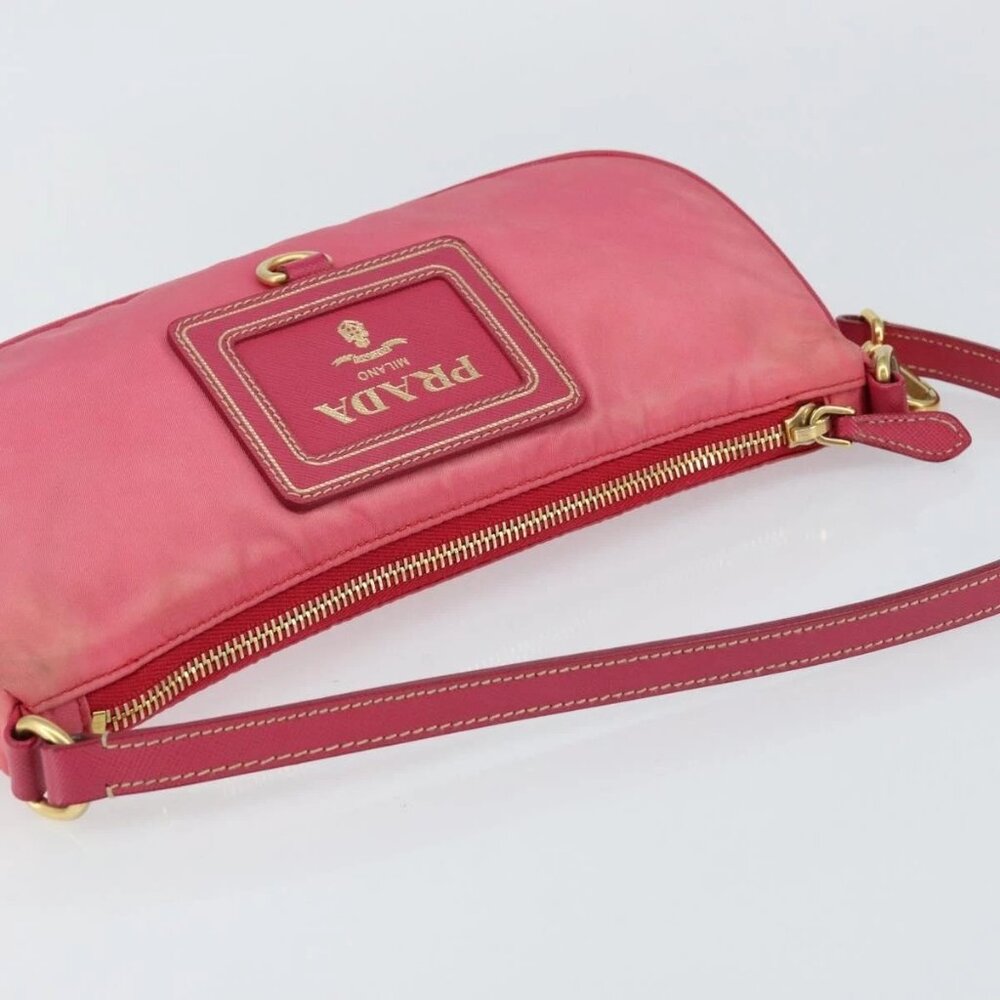 PRADA Shoulder Bag Nylon Leather Pink Gold Auth 155082 - Picture 7 of 16